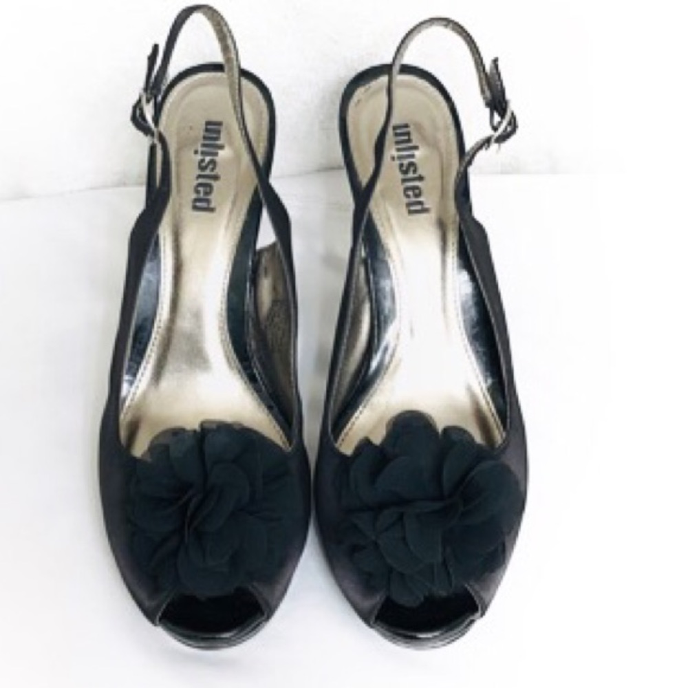 Unlisted Black Satin Platform w/ Chiffon Flower - Picture 6 of 6